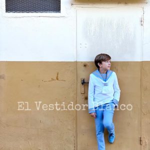 Marinero Blanco Roto Celeste Entero Pantalón Celeste